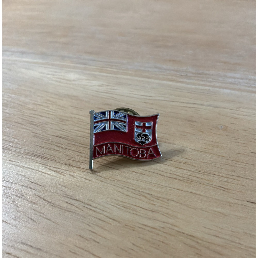 Manitoba Flag Buffalo St George’s Cross Shield Lapel Pin Red Souvenir Pinback